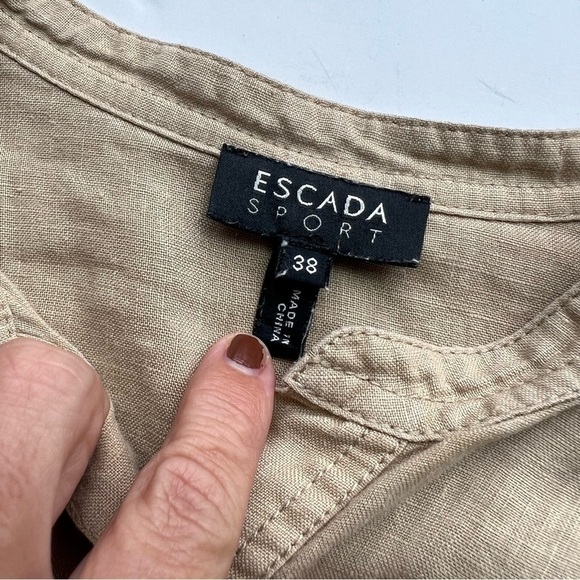 2/25 Escada Sport Linen Tunic Shirt Top Blouse Lagenlook Resort Neutral earthy - Picture 3 of 9